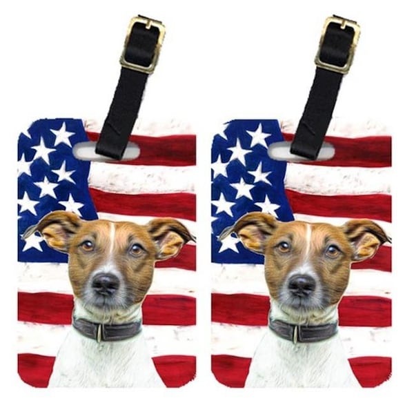 Carolines Treasures Carolines Treasures KJ1155BT Pair Of USA American Flag With Jack Russell Terrier Luggage Tags KJ1155BT - main